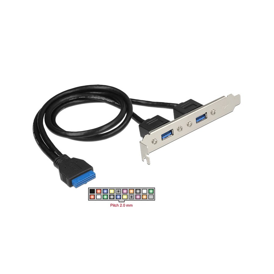 DELOCK Cable USB 3.0 2x Type-A female σε 19pin header female