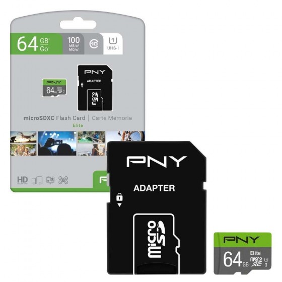 Pny MicroSDXC 64GB Class 10 With Adapter(P-SDUX64U185GW)