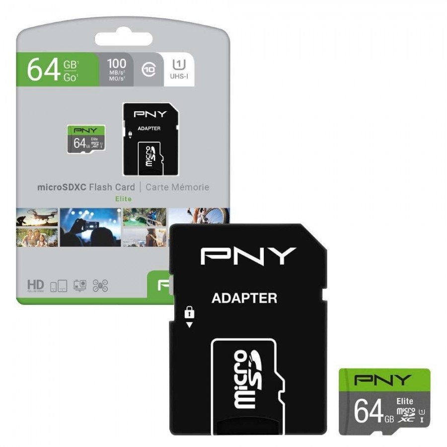 Pny MicroSDXC 64GB Class 10 With Adapter(P-SDUX64U185GW)