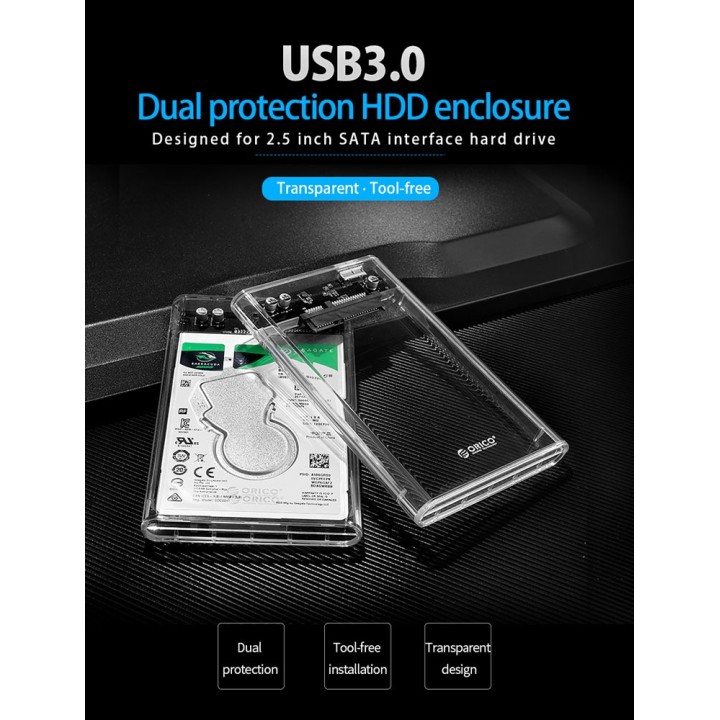 ORICO εξωτερική θήκη για 2.5" HDD 2139U3, USB 3.0, 4TB, διάφανη