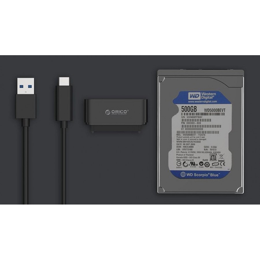 ORICO αντάπτορας SATA σε USB 3.0 για 2.5" HDD/SSD 20UTS, 5Gbps, μαύρος(20UTS-BK-BP)