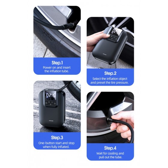 USAMS mini συμπιεστής αέρος αυτοκινήτου US-ZB215, μαύρος