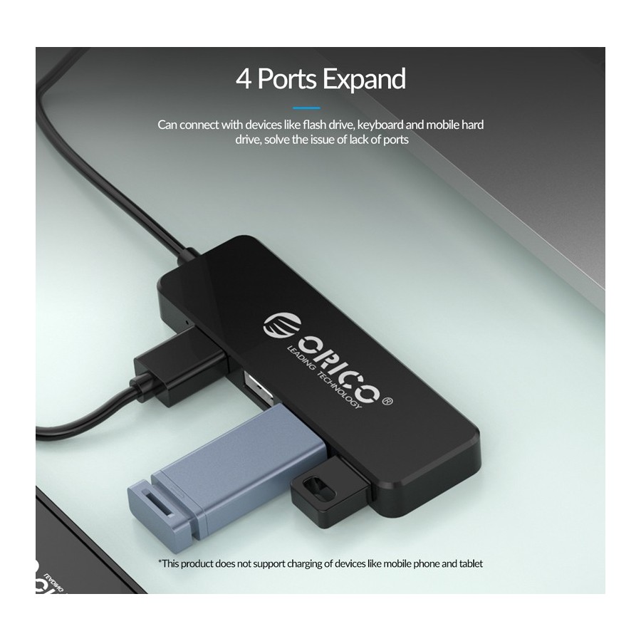 ORICO USB 2.0 Hub FL01, 4x USB, μαύρο