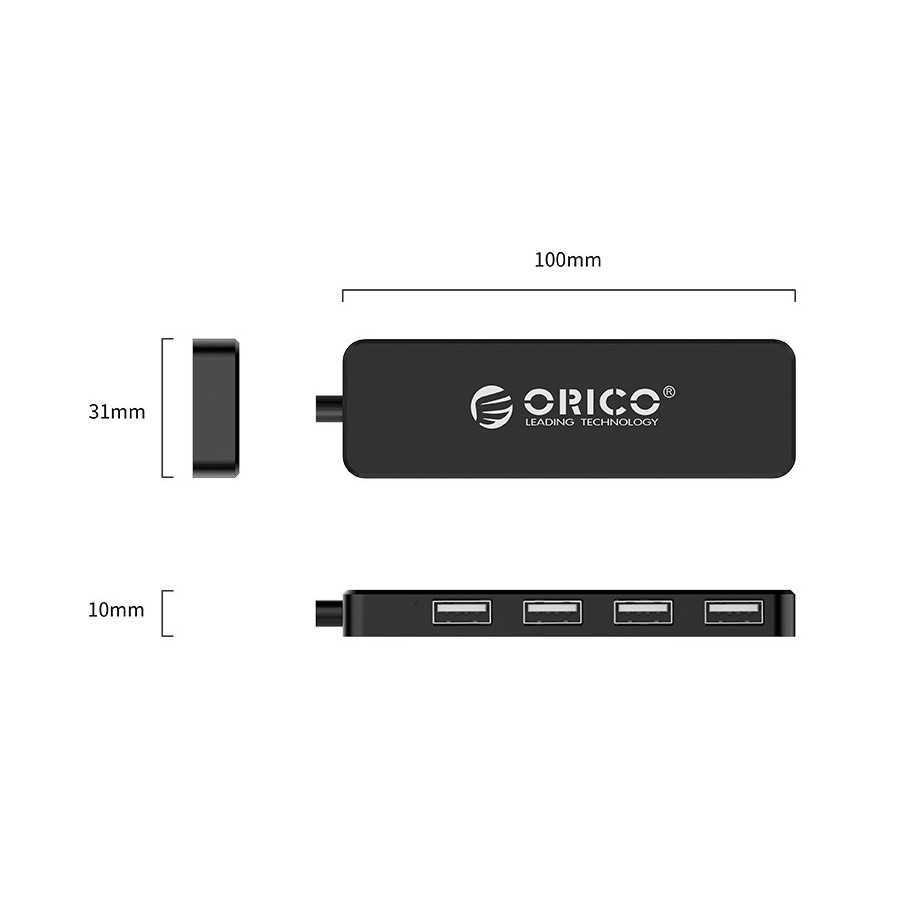 ORICO USB 2.0 Hub FL01, 4x USB, μαύρο