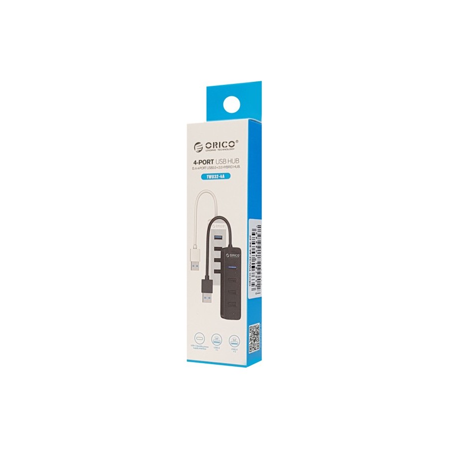 ORICO USB HUB TWU32-4A, 1X USB TYPE-C, 4X USB PORTS, ΜΑΥΡΟ
