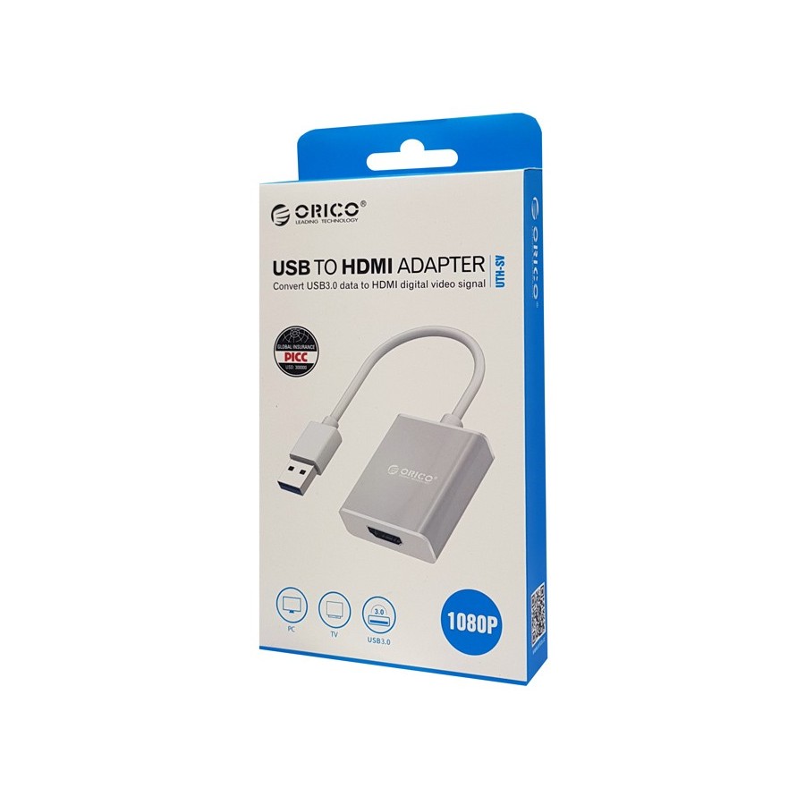 ORICO αντάπτορας USB 3.0 σε HDMI UTH-SV, 1080p, 15cm, ασημί