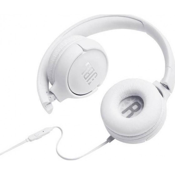 JBL Tune 500 Ενσύρματα On Ear Ακουστικά Λευκά 1-button Mic/Rem (White)(JBLT500WHT)