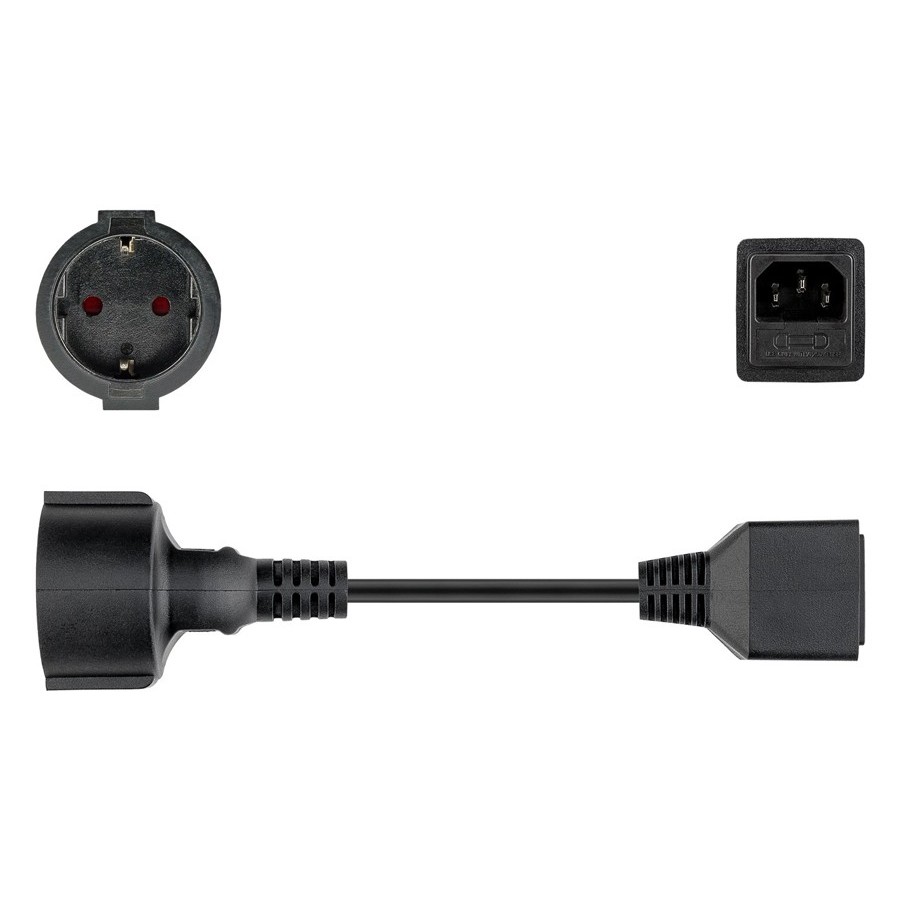 GOOBAY προέκταση τροφοδοσίας Type F 51476 με ασφάλεια, 0.2m, μαύρο