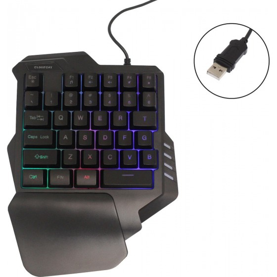 Φορητό Gaming Πληκτρολόγιο One Handed USB με Πολύχρωμο Φωτισμό LED G-92 Αγγλικό