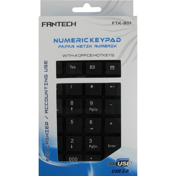 Αριθμητικό Πληκτρολόγιο FTK - 801, USB, Μαύρο(6042)