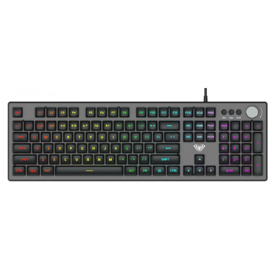 AULA Gaming πληκτρολόγιο F2028, RGB, μαύρο-γκρι με αγγλικούς και ελληνικούς χαρακτήρες