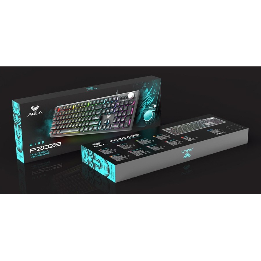 AULA Gaming πληκτρολόγιο F2028, RGB, μαύρο-γκρι με αγγλικούς και ελληνικούς χαρακτήρες