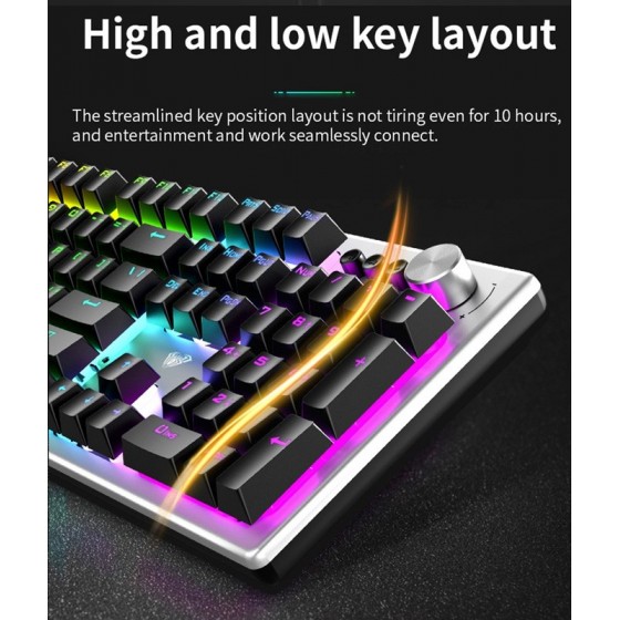 AULA Gaming πληκτρολόγιο F2028, RGB, μαύρο-γκρι με αγγλικούς και ελληνικούς χαρακτήρες