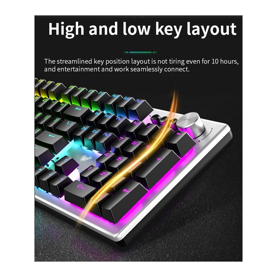 AULA Gaming πληκτρολόγιο F2028, RGB, μαύρο-γκρι με αγγλικούς και ελληνικούς χαρακτήρες