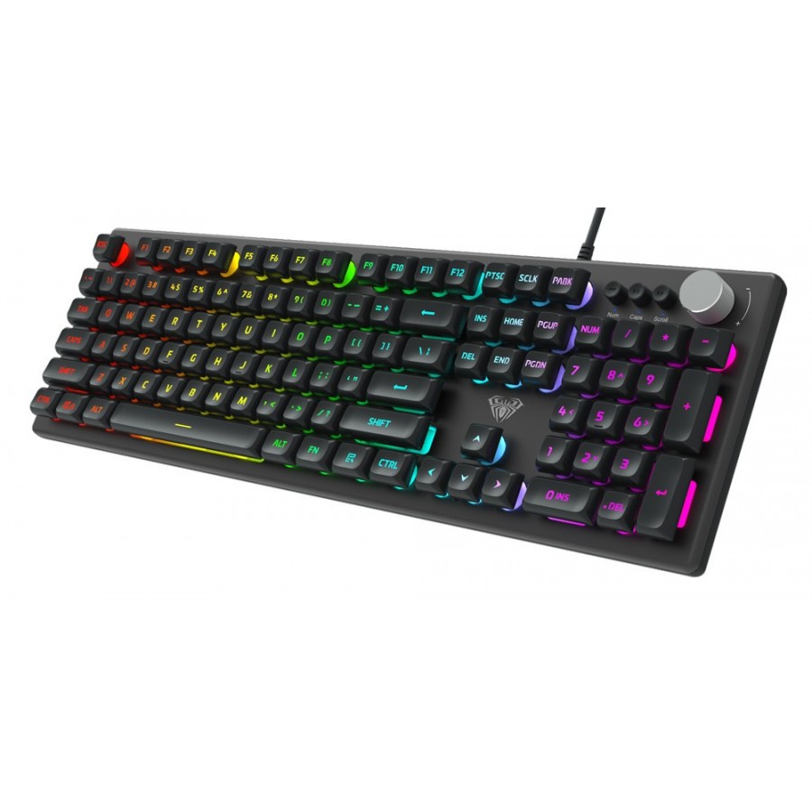 AULA Gaming πληκτρολόγιο F2028, RGB, μαύρο-γκρι με αγγλικούς και ελληνικούς χαρακτήρες