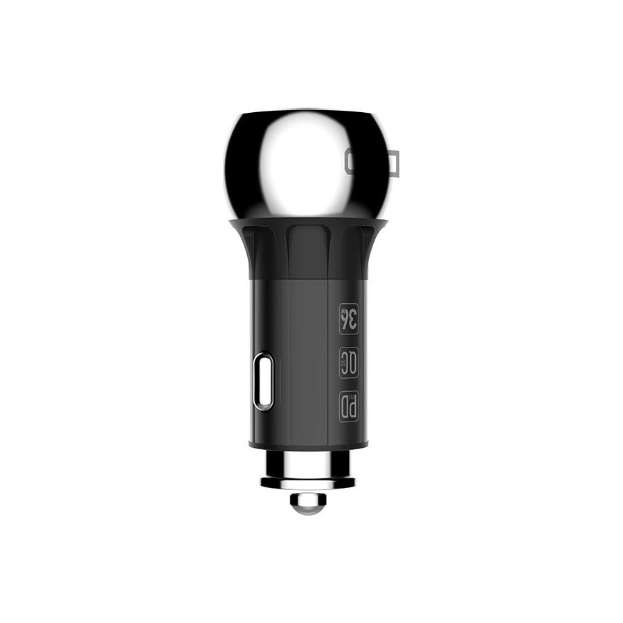 Ldnio Φορτιστής Αυτοκινήτου Γκρι C1 Γρήγορης Φόρτισης με Θύρες: 1xUSB + 1xTYPE C