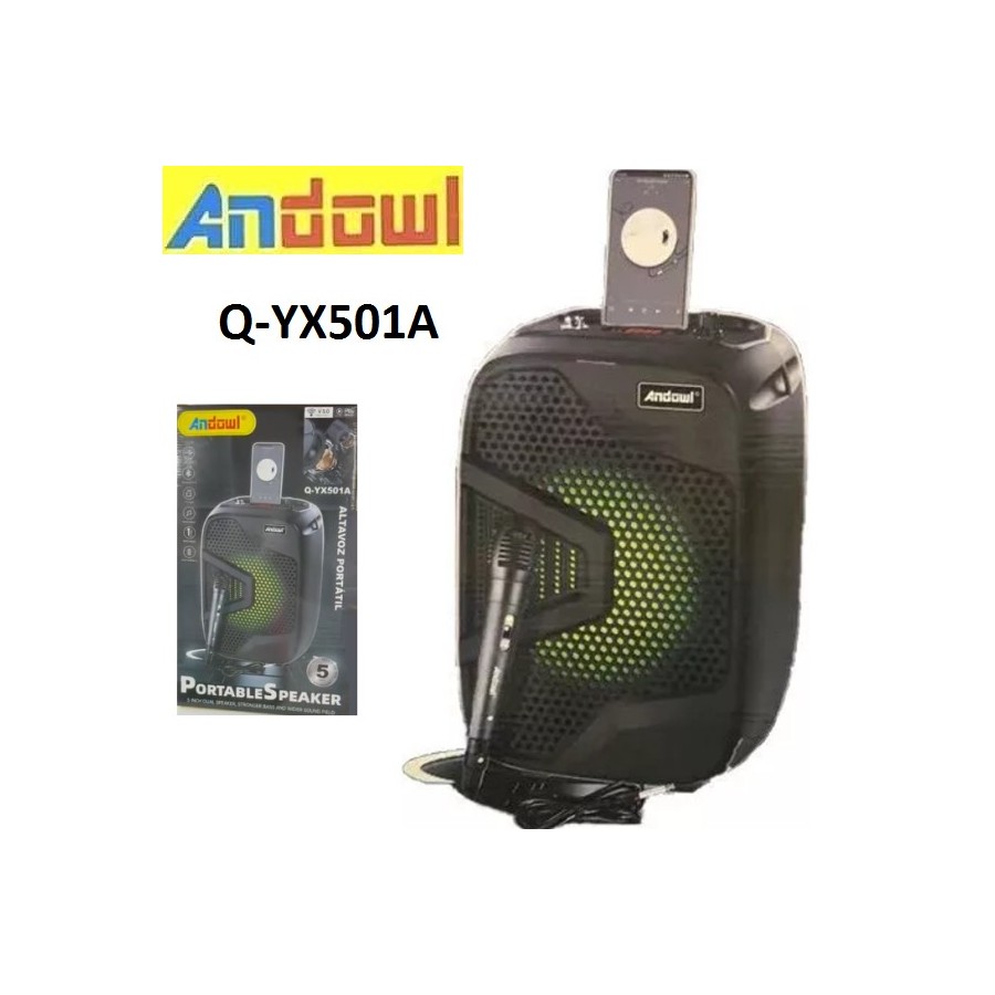 Andowl Σύστημα Karaoke με Ενσύρματα Μικρόφωνα Q-YX501A σε Μαύρο Χρώμα