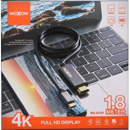 Προσαρμογέας MOXOM (MX-AX29) Type-C σε HDMI / 4K / 1,8m γκρι 1.8 Μέτρα
