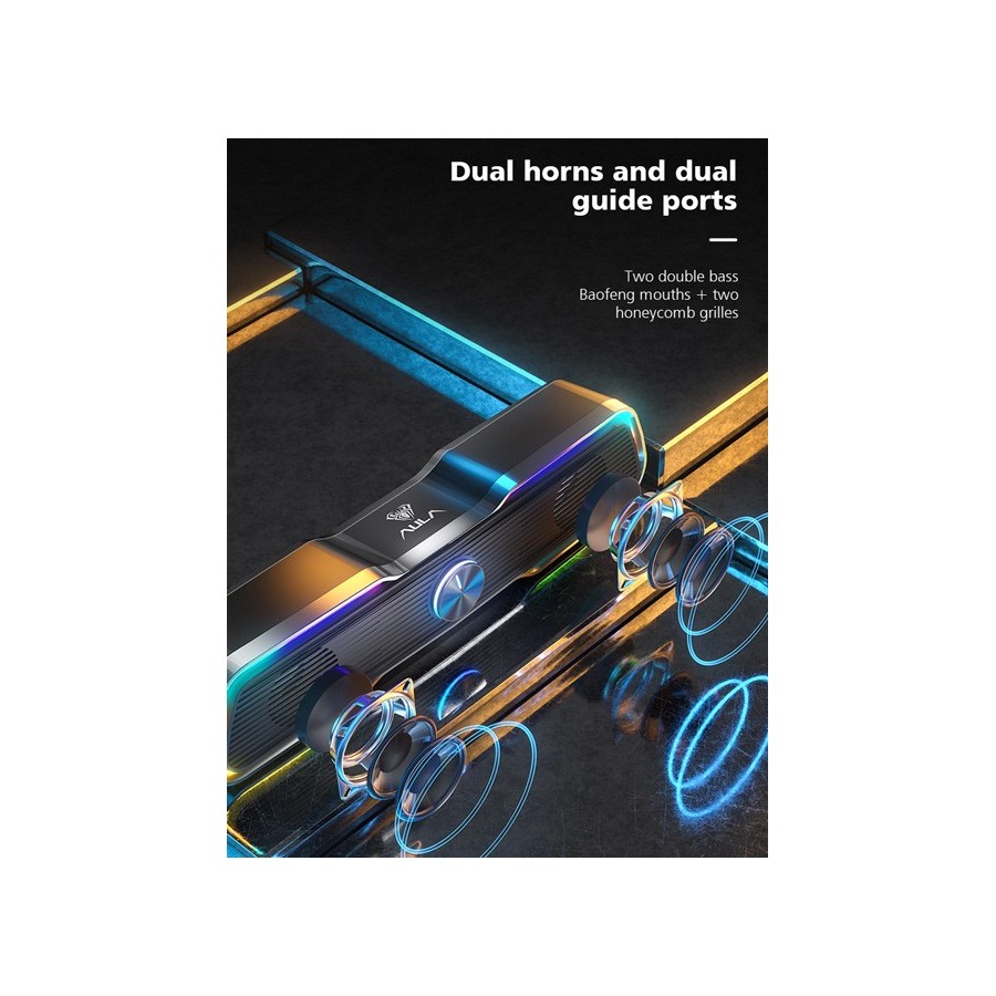 AULA gaming soundbar N-169B, 2x 3W, RGB, USB/3.5mm, μαύρο