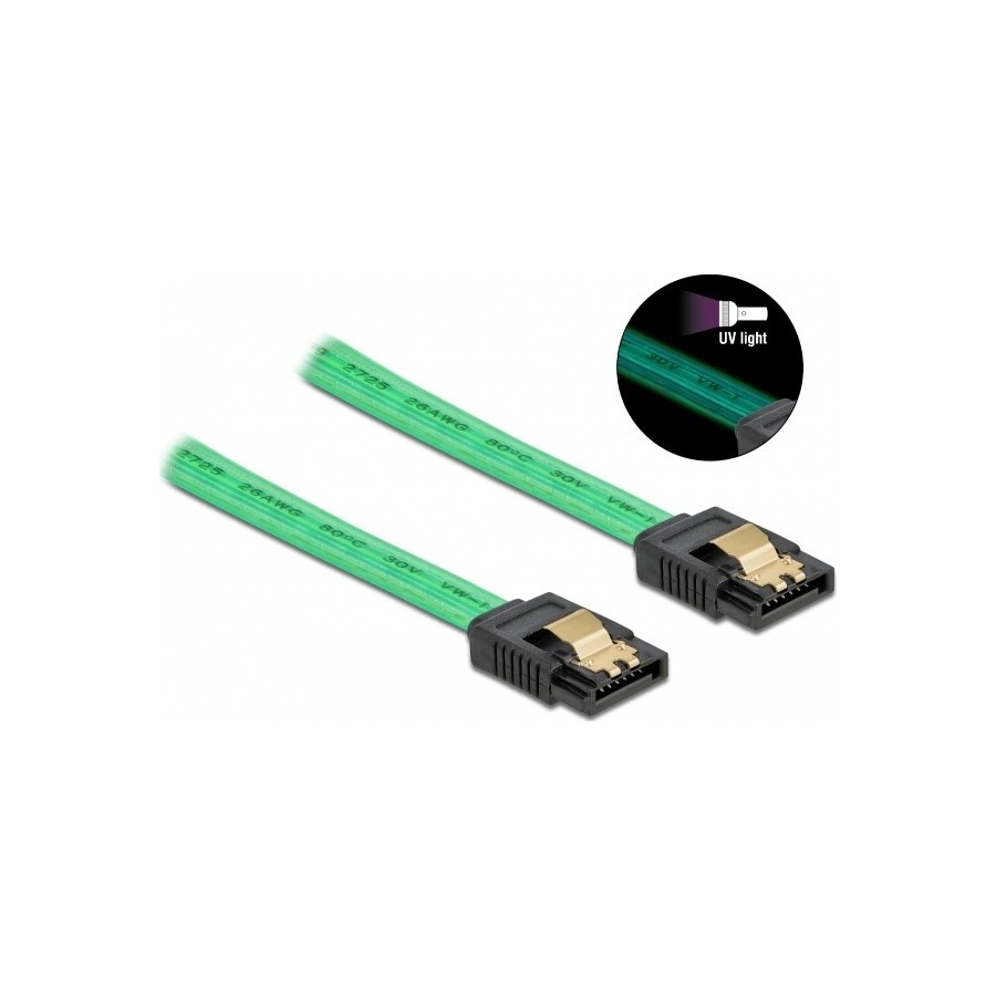 DeLock 7-Pin SATA III male - 7-Pin SATA III male UV Cable 0.7m Πράσινο (82112)
