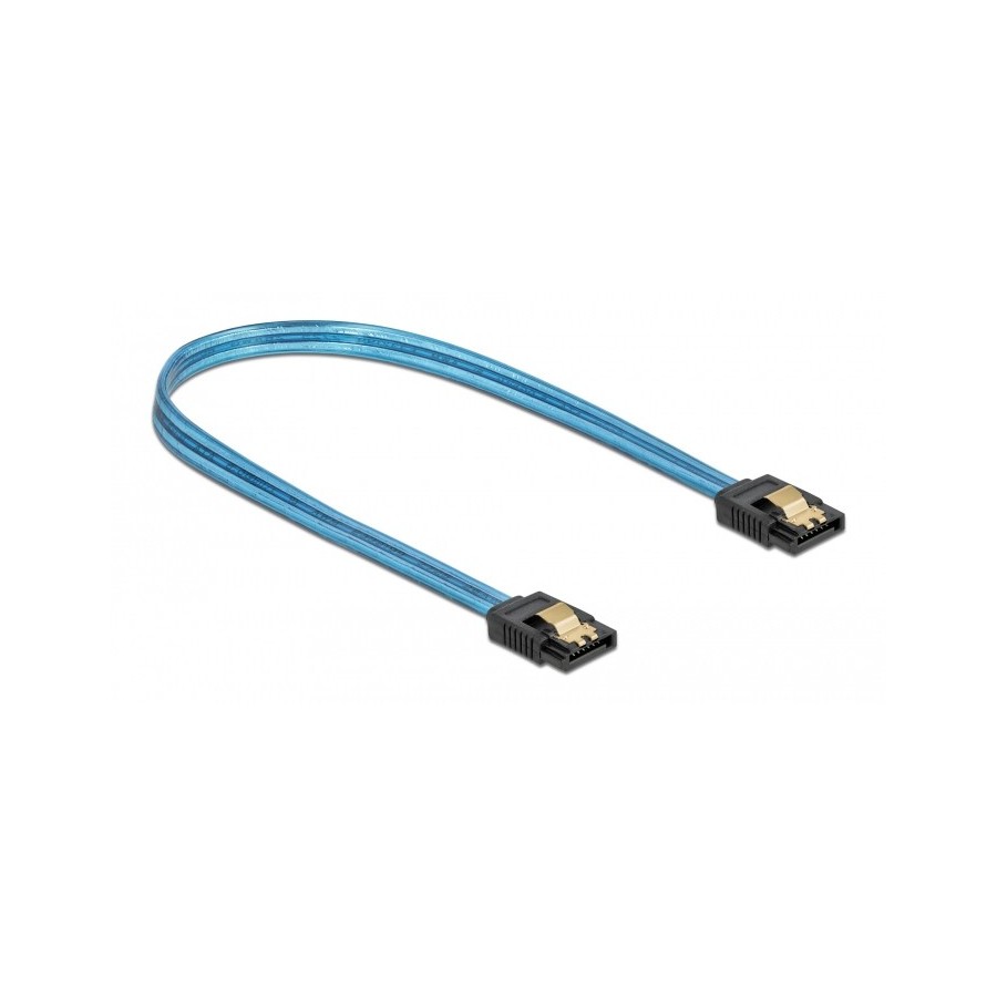 DELOCK Καλώδιο SATA III 7pin 82133, με UV επίστρωση, 0.7m, μπλε