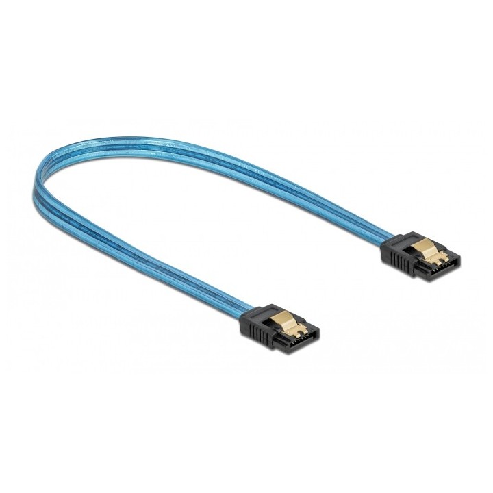 DELOCK Καλώδιο SATA III 7pin 82133, με UV επίστρωση, 0.7m, μπλε
