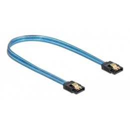 DELOCK Καλώδιο SATA III 7pin 82127, με UV επίστρωση, 0.3m, μπλε