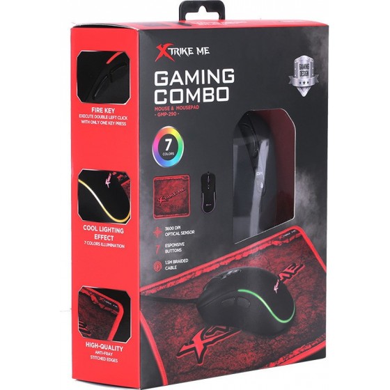 Xtrike Me GMP-290 Gaming Ποντίκι με Mousepad Μαύρο  Xtrike Me GMP-290 Gaming Ποντίκι με Mousepad Μαύρο