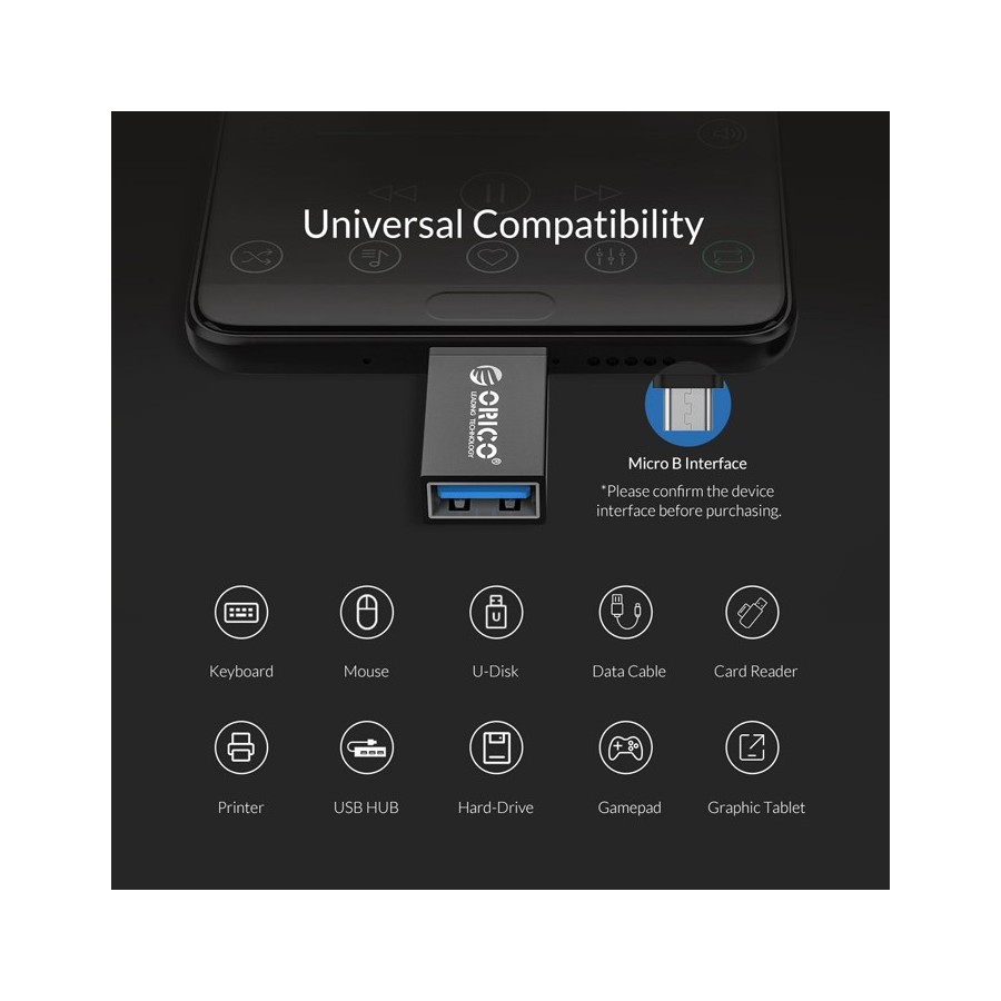 ORICO αντάπτορας USB Micro-B σε USB 3.0 CBT-UM01, μαύρος