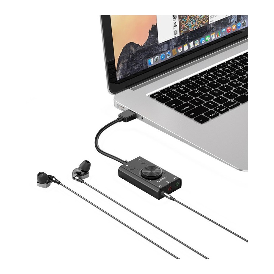 ORICO USB κάρτα ήχου SC2, USB 2.0, 3x 3.5mm, volume control, μαύρο