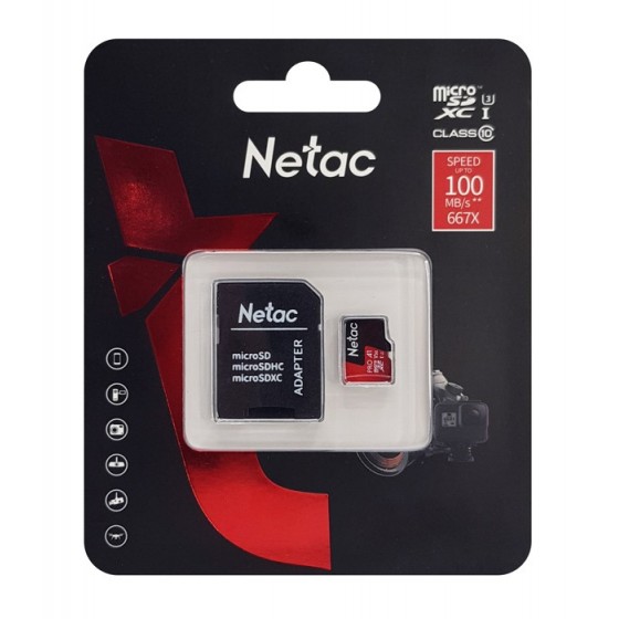 NETAC κάρτα μνήμης MicroSDXC P500 Extreme Pro, 256GB, 100MB/s, Class 10