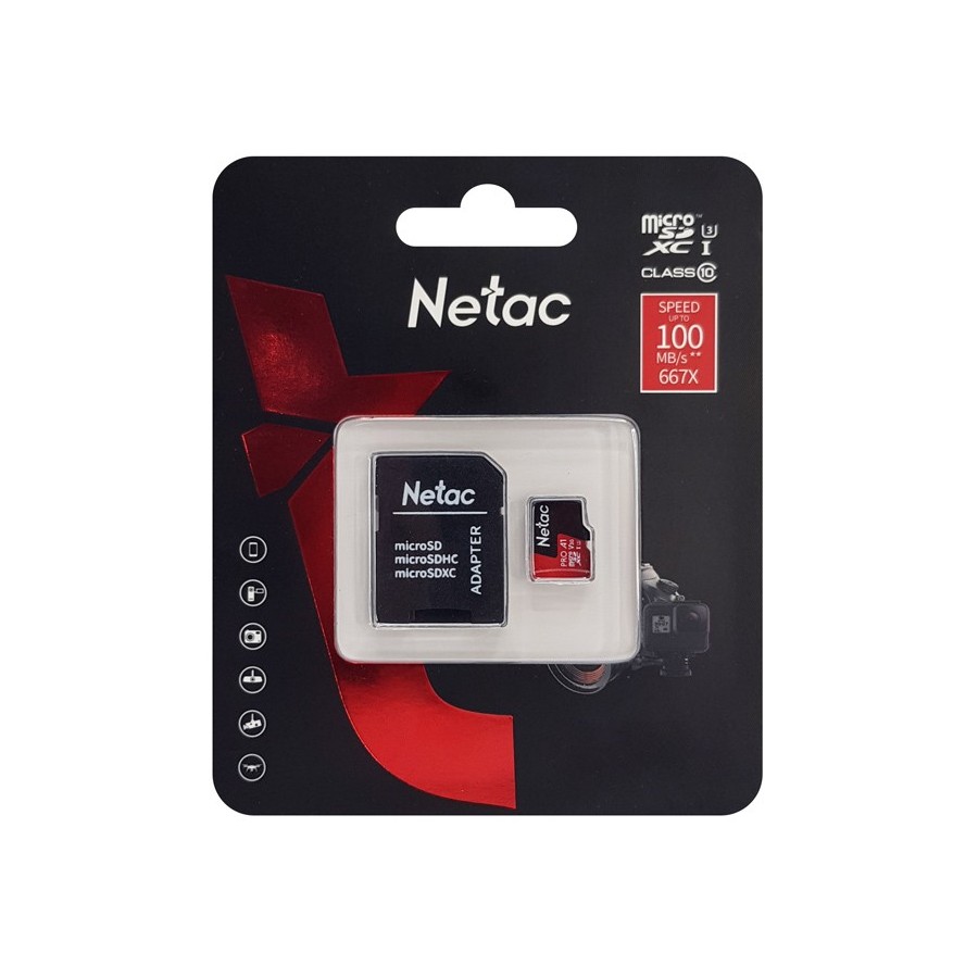 NETAC κάρτα μνήμης MicroSDXC P500 Extreme Pro, 256GB, 100MB/s, Class 10