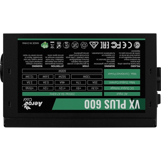 Aerocool VX Plus 600W Τροφοδοτικό Υπολογιστή Full Wired