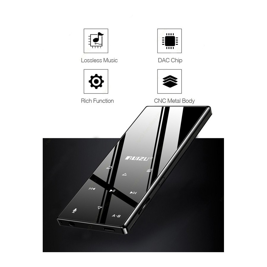 RUIZU MP3 player D29 με ηχείο, 1.8", 16GB, BT, ελληνικό μενού, μαύρο