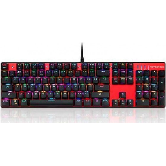 Motospeed Inflictor CK104 Gaming Μηχανικό Πληκτρολόγιο με Outemu Blue διακόπτες και RGB φωτισμό (Ελληνικό GR) Κόκκινο