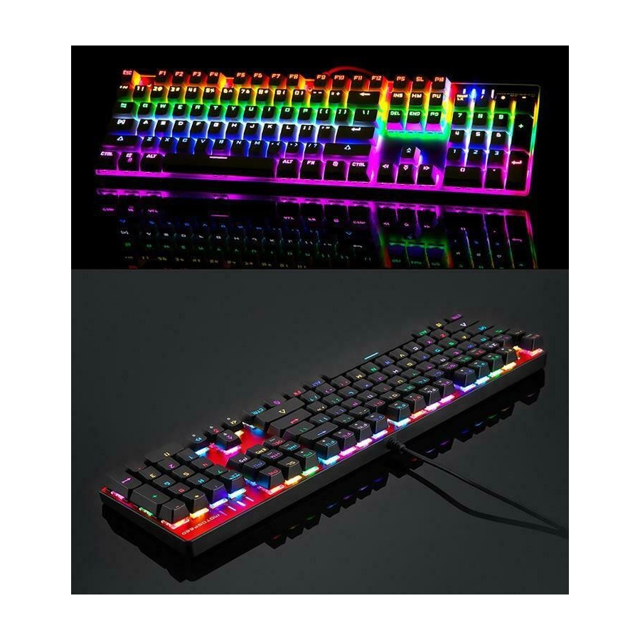 Motospeed Inflictor CK104 Gaming Μηχανικό Πληκτρολόγιο με Outemu Blue διακόπτες και RGB φωτισμό (Ελληνικό GR) Κόκκινο