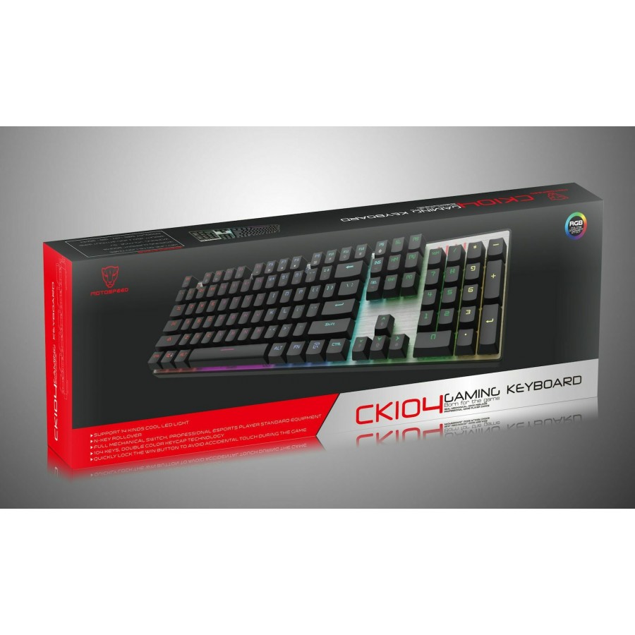 Motospeed Inflictor CK104 Gaming Μηχανικό Πληκτρολόγιο με Outemu Blue διακόπτες και RGB φωτισμό (Ελληνικό GR) Κόκκινο
