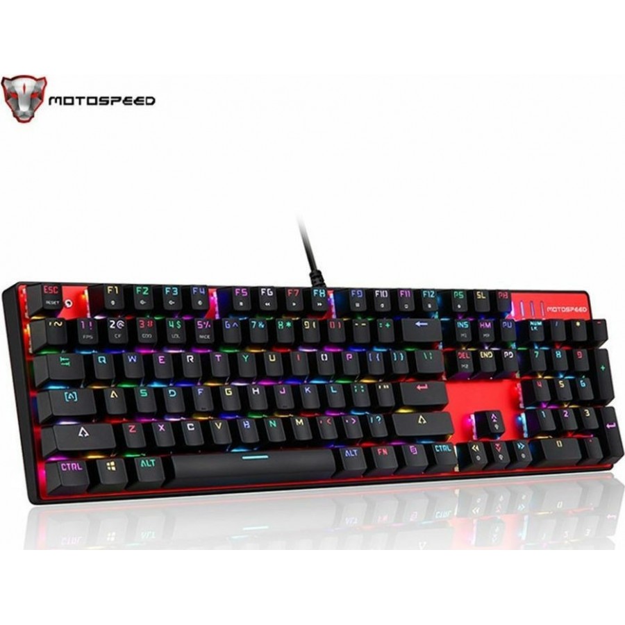 Motospeed Inflictor CK104 Gaming Μηχανικό Πληκτρολόγιο με Outemu Black διακόπτες και RGB φωτισμό (Ελληνικό) Κόκκινο