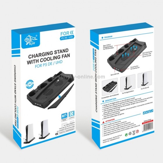 KJH Cooling Stand Βάση + USB Hub για PS5 Μαύρο (KJH-P5-010-2)