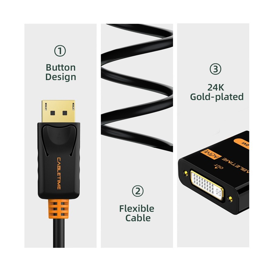 Cabletime DisplayPort male - DVI-I female (AV586)