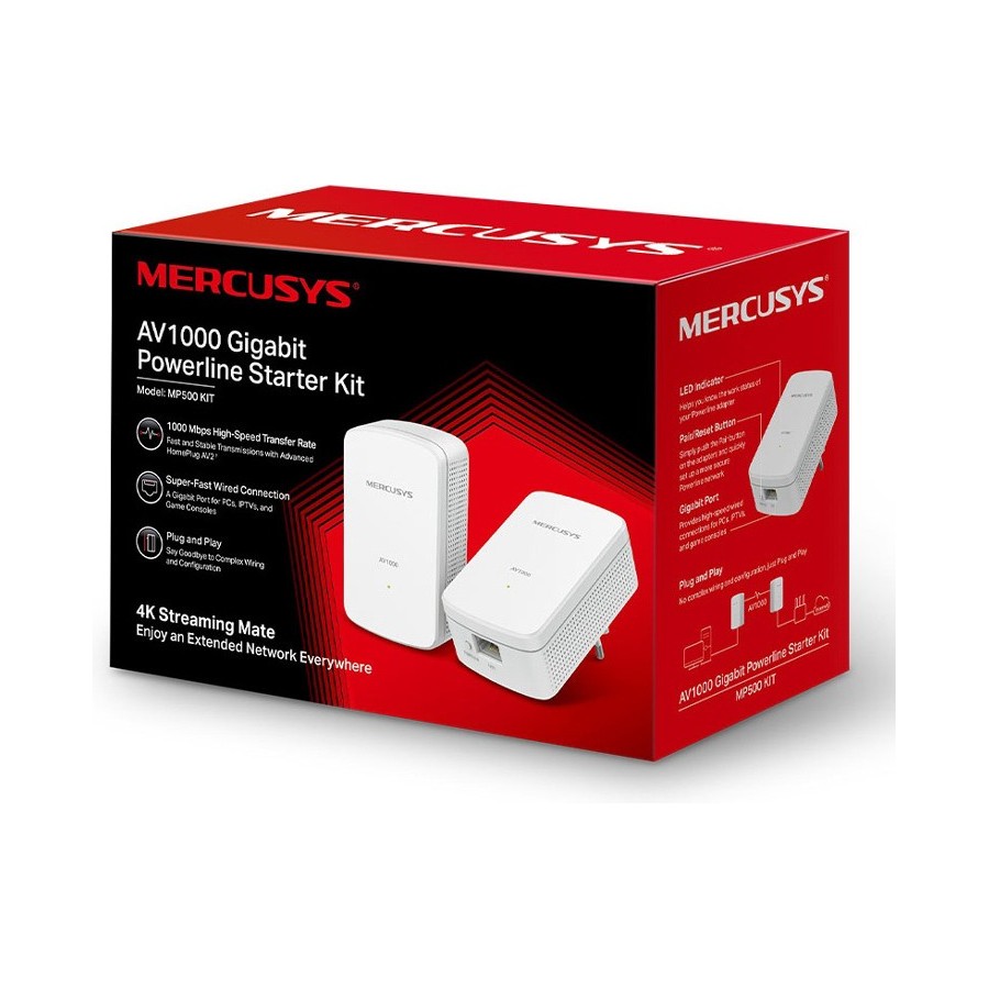 Mercusys AV1000 Gigabit Powerline Starter Kit Ver1.0 (MP500 KIT) (MERMP500KIT)
