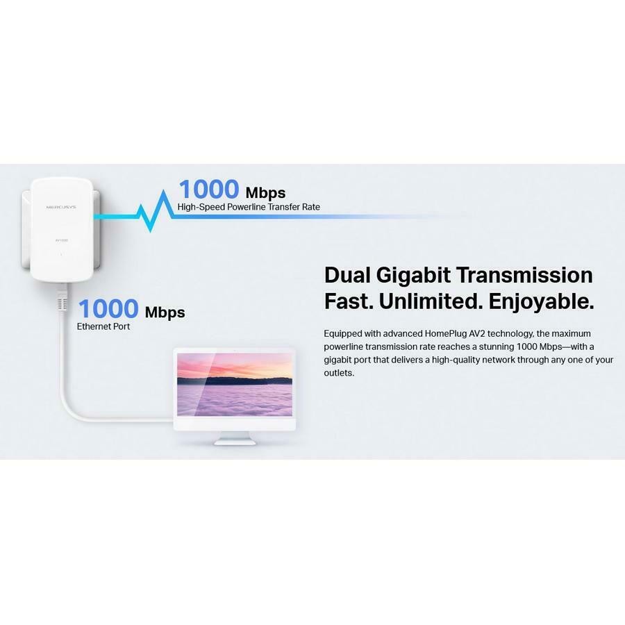 Mercusys AV1000 Gigabit Powerline Starter Kit Ver1.0 (MP500 KIT) (MERMP500KIT)