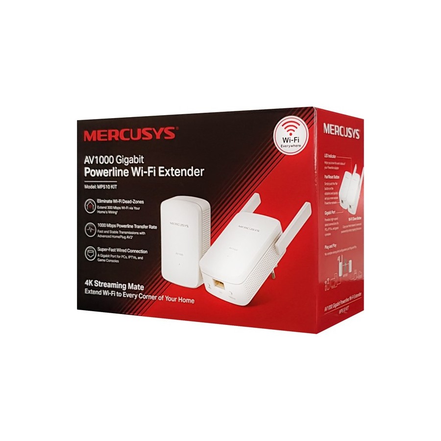 Mercusys AV1000 Gigabit Powerline Wi-Fi Extender Ver1.0 (MP510 KIT) (MERMP510KIT)