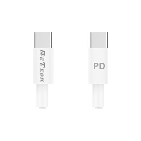 Kαλώδιο δεδομένων DeTech DE-C29PD, Type-C - Type-C, PD, 1.0m, Λευκο (40112)