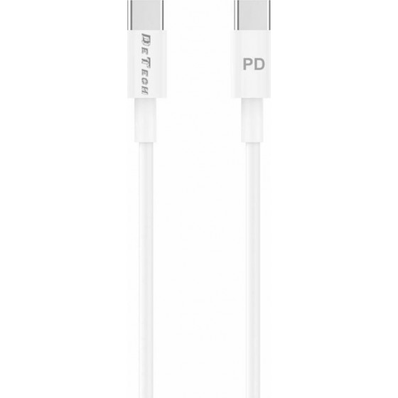 Kαλώδιο δεδομένων DeTech DE-C29PD, Type-C - Type-C, PD, 1.0m, Λευκο (40112)