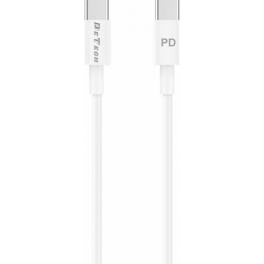 Kαλώδιο δεδομένων DeTech DE-C29PD, Type-C - Type-C, PD, 1.0m, Λευκο (40112)
