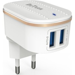 De Tech Φορτιστής Χωρίς Καλώδιο με 2 Θύρες USB-A Λευκός (DE-15)40095