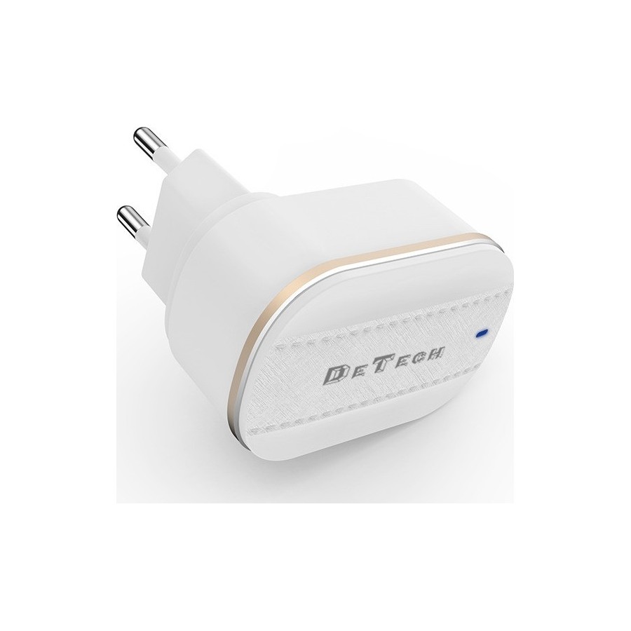 De Tech Φορτιστής Χωρίς Καλώδιο με 2 Θύρες USB-A Λευκός (DE-15)40095