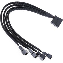De Tech 4-Pin Molex female - 4x 4-Pin pwm male Cable 0.3m Μαύρο (18322)