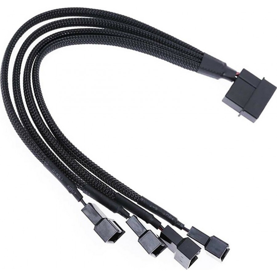De Tech 4-Pin Molex female - 4x 4-Pin pwm male Cable 0.3m Μαύρο (18322)